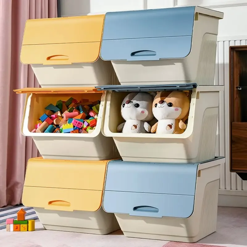 Slanted Mouth Children's Toy Storage Box Large Plastic Household Multi-functional Baby Snack Book Storage Cabinet