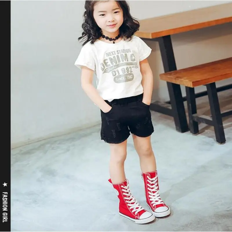 أحذية قماشية للأطفال الخريف عالية الجودة أحذية الفتيان والفتيات الطبعة الكورية العصرية عالية أنبوب الجانب سستة حذاء أبيض صغير 29-3