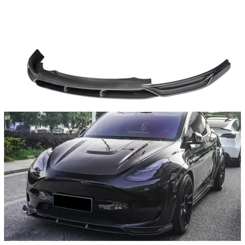 New CMST Style Carbon Fiber Front Bumper Lip for Tesla Model Y 2019-2023 Bolt Mountable Including Bolts