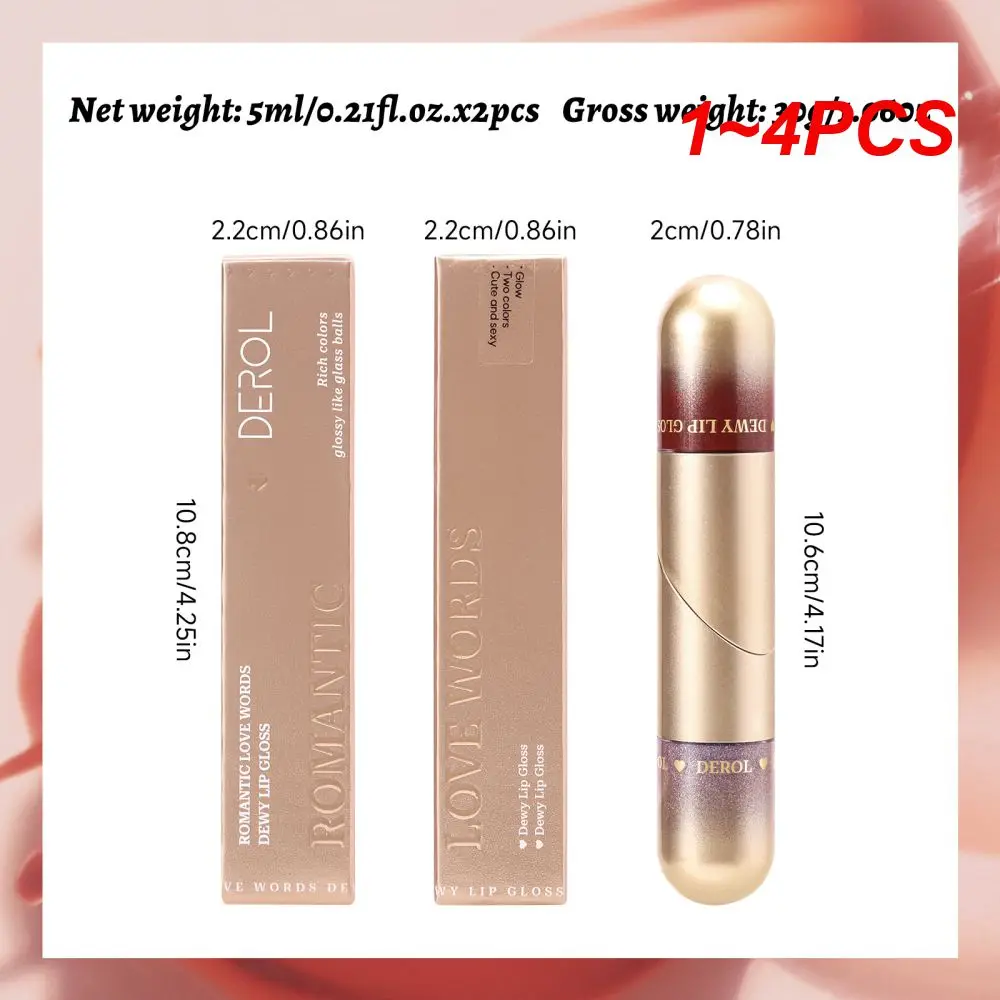 Bálsamo labial de 1 a 4 piezas, textura mate pequeña y ligera, brillo de labios de gelatina de cristal transparente, lápiz labial hidratante, Color de labios