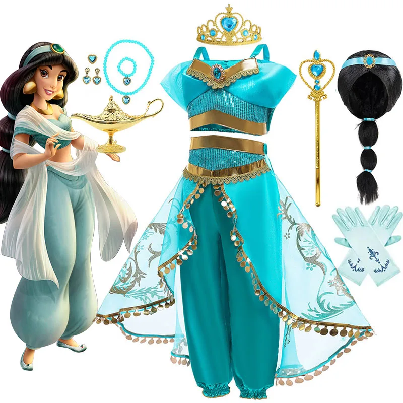 ديزني ماجيك لامب علاء الياسمين للفتيات تأثيري أعلى بانت زي الأميرة فستان أطفال يتوهم كرنفال عيد ميلاد الملابس #1