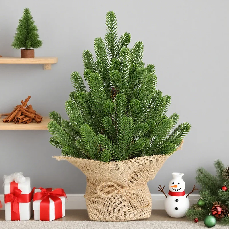 

Миниатюрная елка из кедровых игл, премиум-класса, белая, с эффектом инея, настольное украшение, декор для гостиной