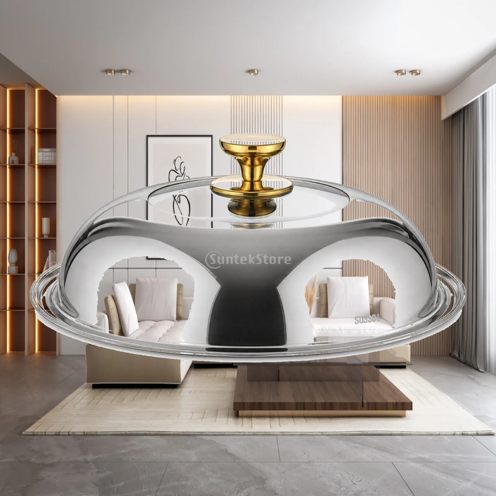 Domed Pot Lid with Viewing Section Transparent Stainless Steel with Glass Window Clear Universal Pan Lid for Home Cooks,