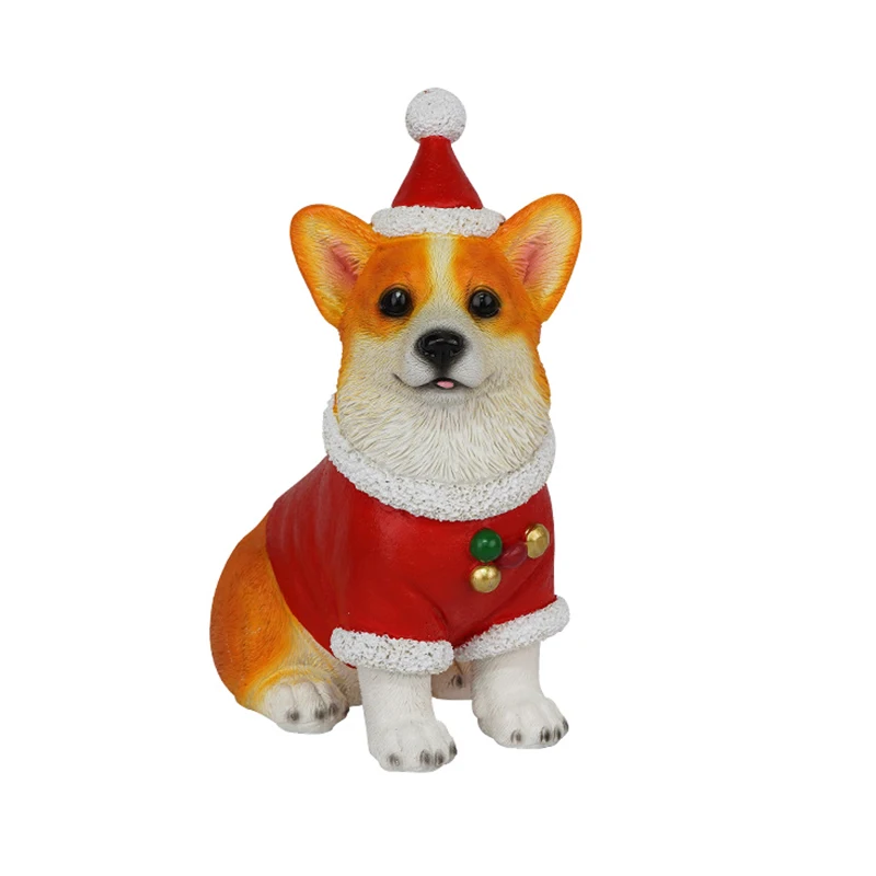 Resin Christmas Statues For Decoration Sculptures Christmas Ornaments Living Room Table Desk Decorative Dog Home Decor Drop Ship