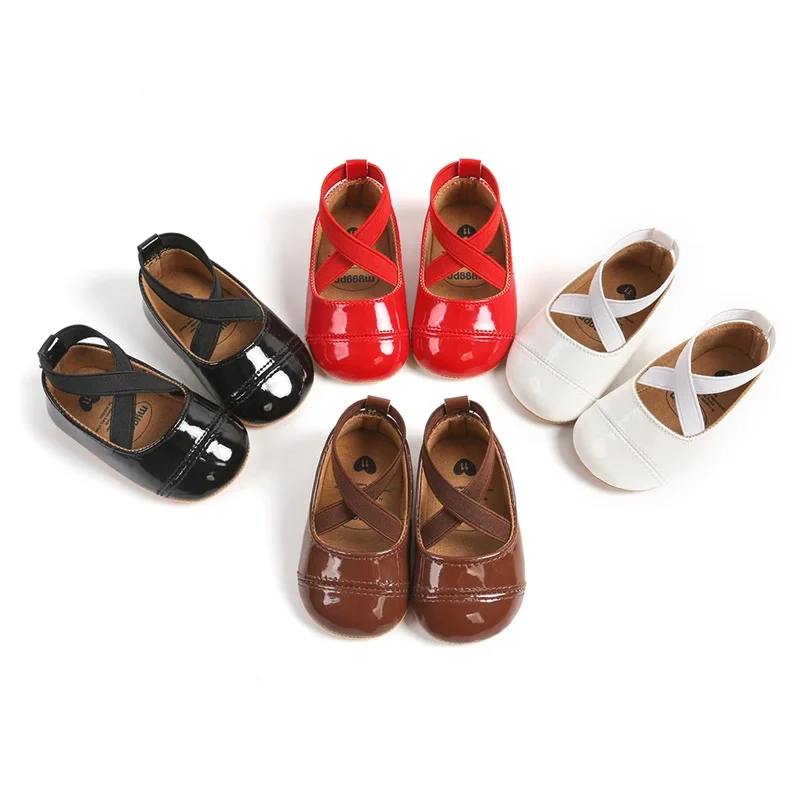 Sepatu putri bayi perempuan 0-18 bulan, sandal pernikahan imut Mary Jane, sepatu kulit kecil, sepatu gaun pernikahan