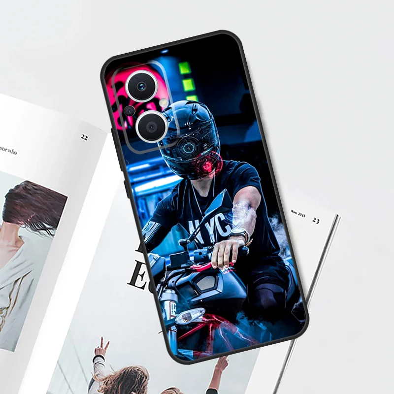 Neon Motorcycle Biker Case For OPPO Reno 8 7 6 5 4 Lite 5Z 4Z 2Z 8T 10 Pro OPPO Find X2 X3 Lite X5 X6 Pro Cover