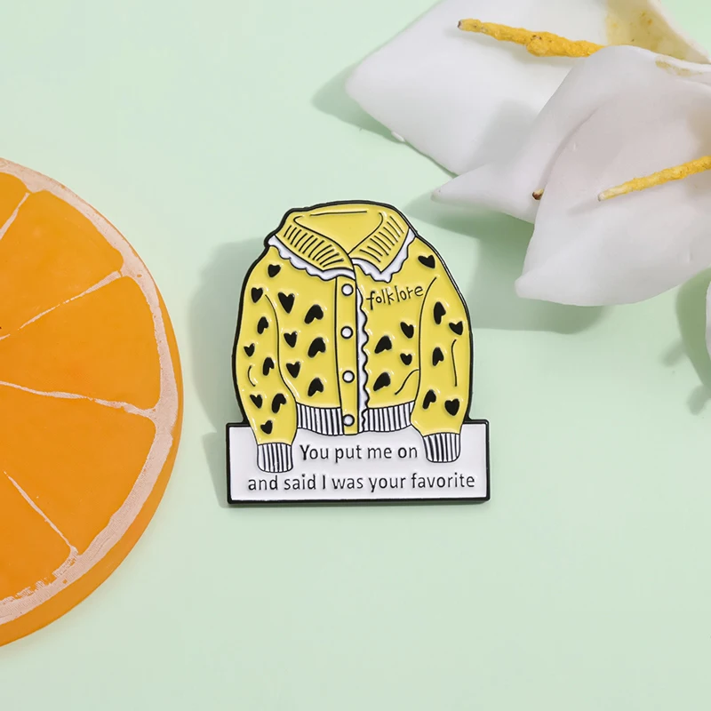 You Put Me on And Said I Was Your Favorite Enamel Pin Yellow Coat Brooch Female Singer Music Album Badge Jewelry Accessories