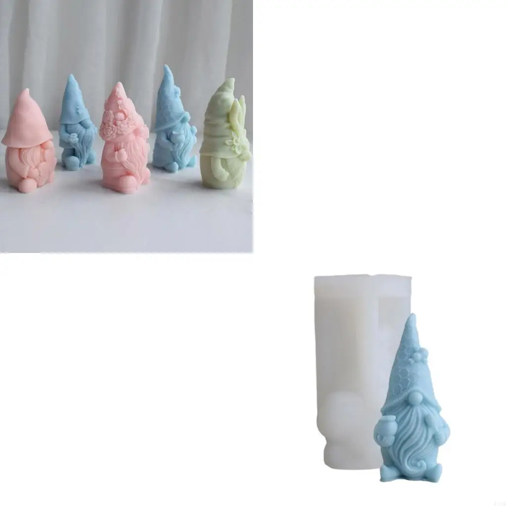 F19B Christmas Dwarf Silicone Mold DIY Plasters Ornament Tool Scented Mold