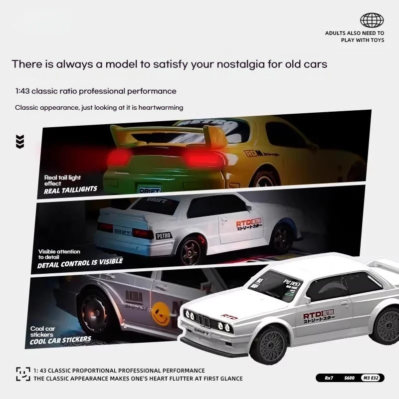 Nouveau 1/43 Mini voiture Rc télécommande de bureau haute vitesse dérive voiture de course modèles ornements jouets classiques cadeau 2.4g Simulation