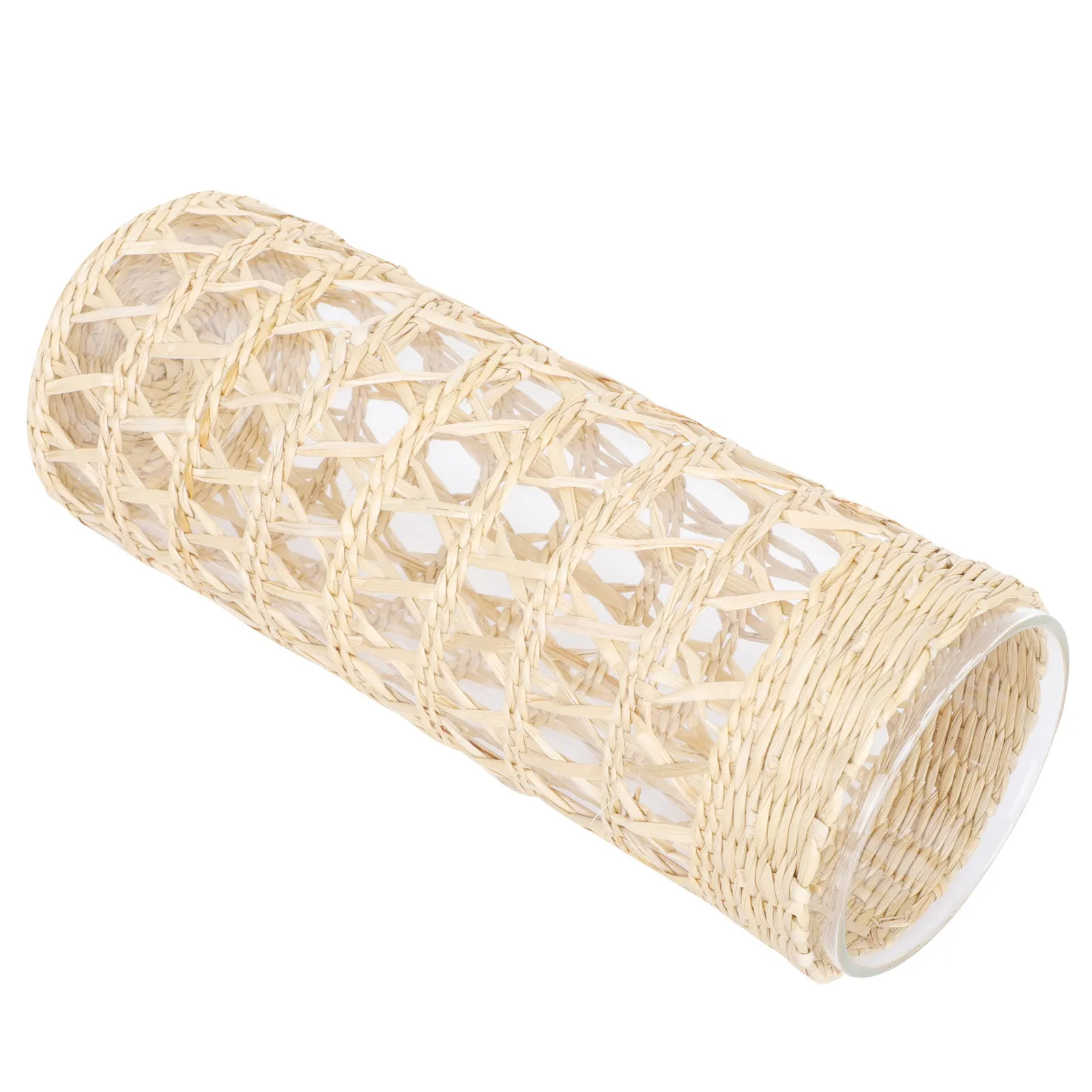 Decorative Glass Cup Straw Weaving Holder Home Wedding Party Container Elegant Cup Holders