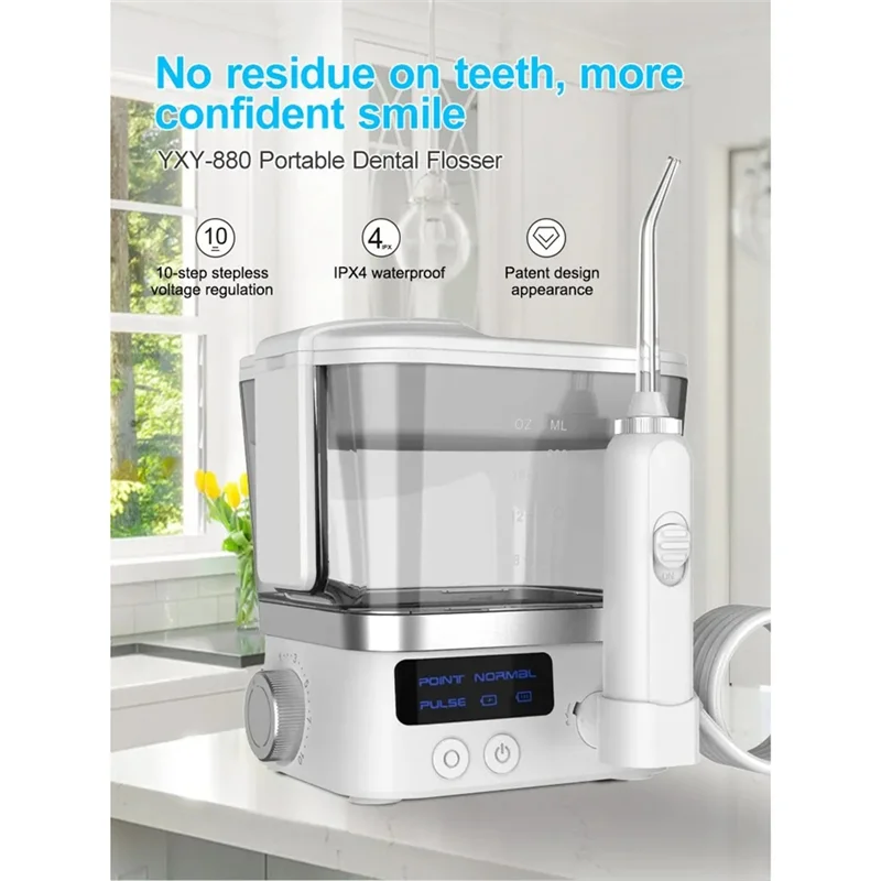 

Handheld Water flosser for Teeth Rechargeable Electric Dental Oral Irrigator 600ml Water Tank 4 water Jet Teeth Cleaner