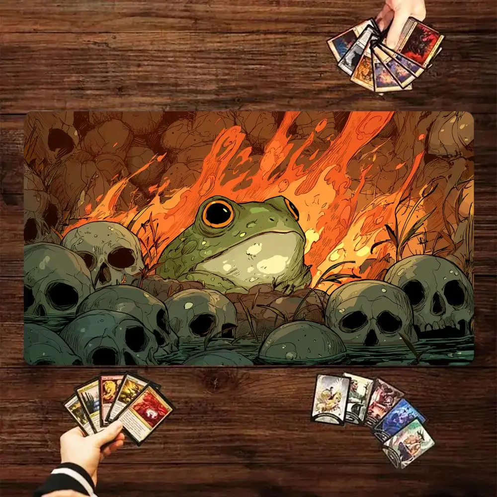 Dark-style Frog and Skull Design TCG Playmat Magic Card Battle Mat 35X60CM Gathering Gaming Mats Tapete Magic Mat Card Pad