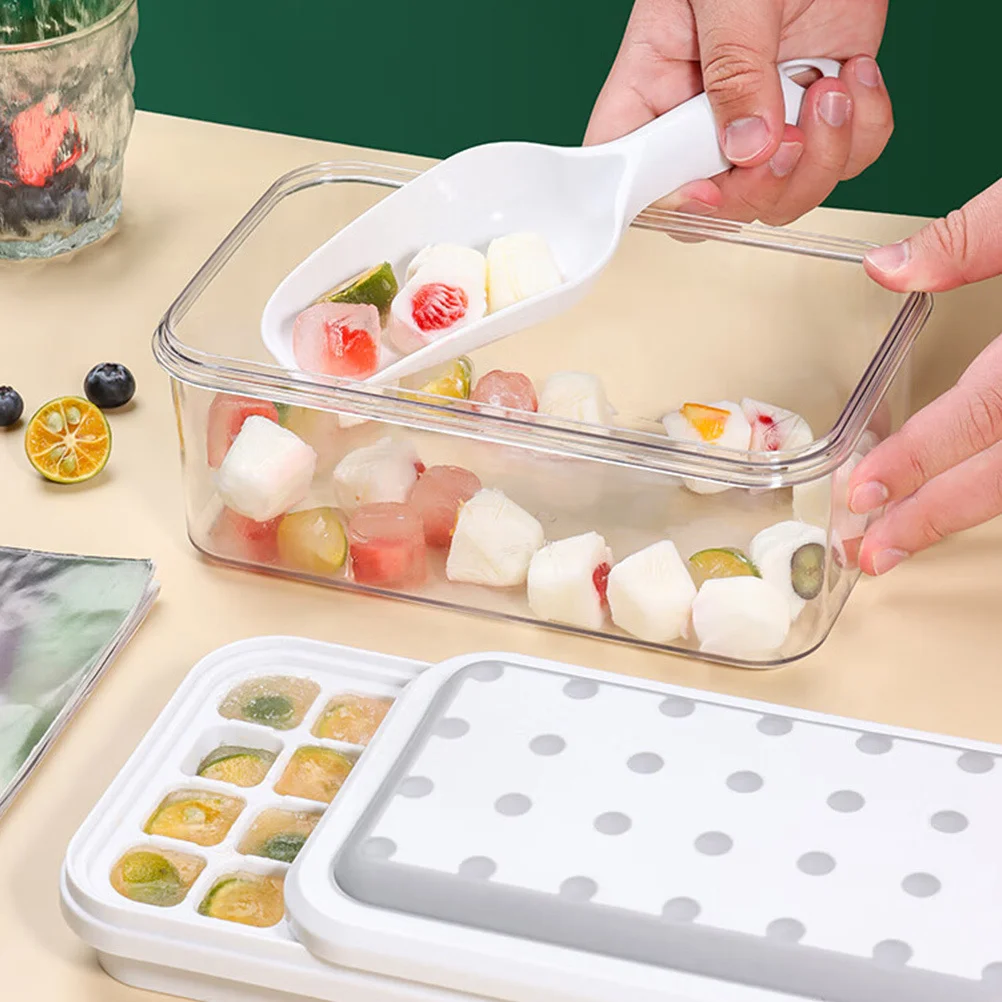 

1Set Press Ice Cube Tray 28-Cavity Round Mold for Freezer Easy Release Reusable Plastic Ice Maker Tool for Home Bar