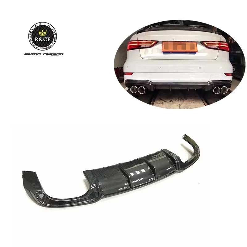 

2017-18 для Audi S3 Sedan задний диффузор R стиль спортивный бампер из углеродного волокна диффузор спойлер