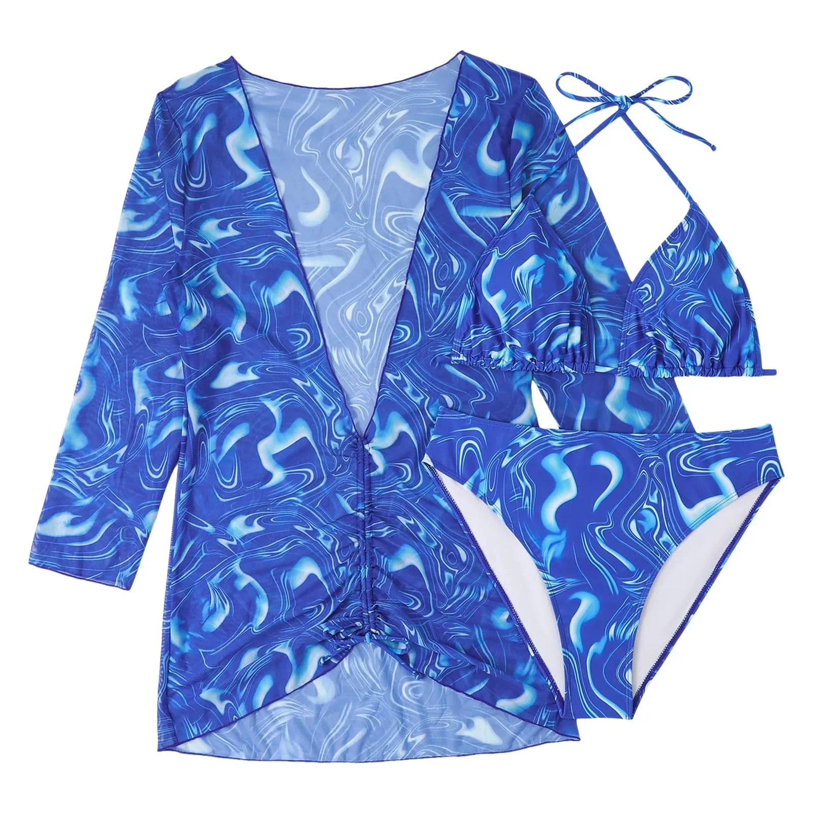 Sommer-Badeanzug für Damen, sexy Bikini-Set, Plus-Size-Badeanzug, dreiteiliger Cover-Up-Bikini, getrennt, Plus-Size-Badeanzug, Qar