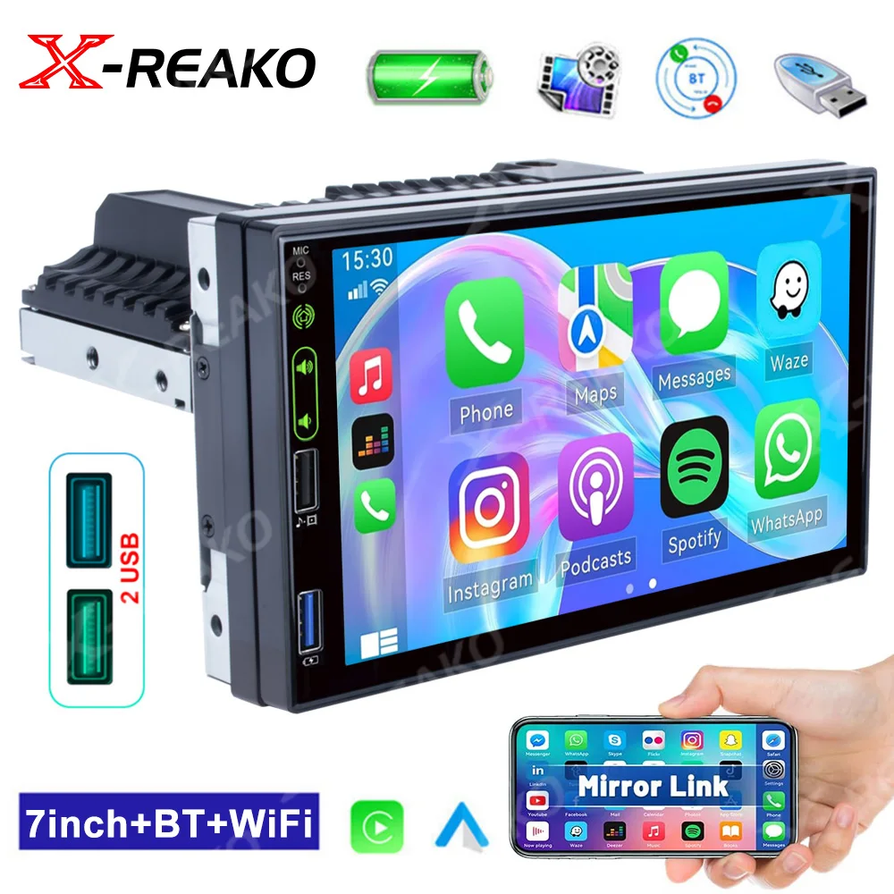 

X-REAKO Car Radio 7" HD Autoradio Multimedia Player 1DIN Touch Screen Auto audio Car Stereo MP5 Bluetooth USB TF FM carplay