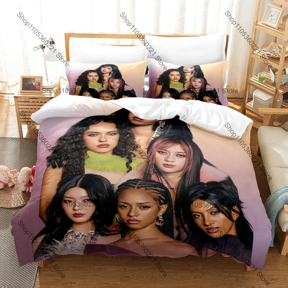 Personality Trend Pop Band K-Katseye Character Print Duvet Cover + 2 Pillowcases Soft Microfiber Teen Fan Room Bedding