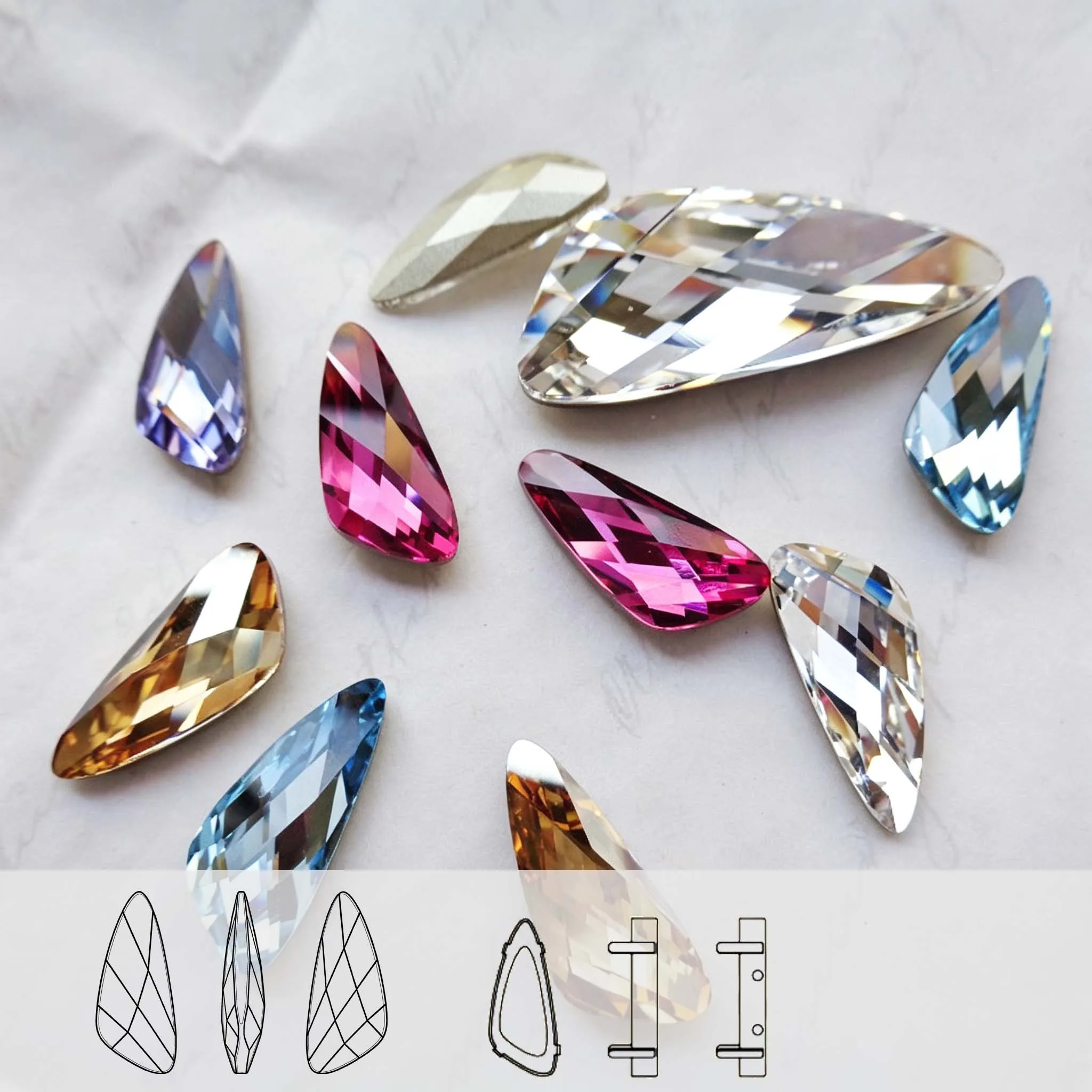 K9 Crystal Wing Nail Rhinestone Pointback Fancy Stone Glass Strass Diamond Art Decorations for Nail Jewelry  Garment Applique