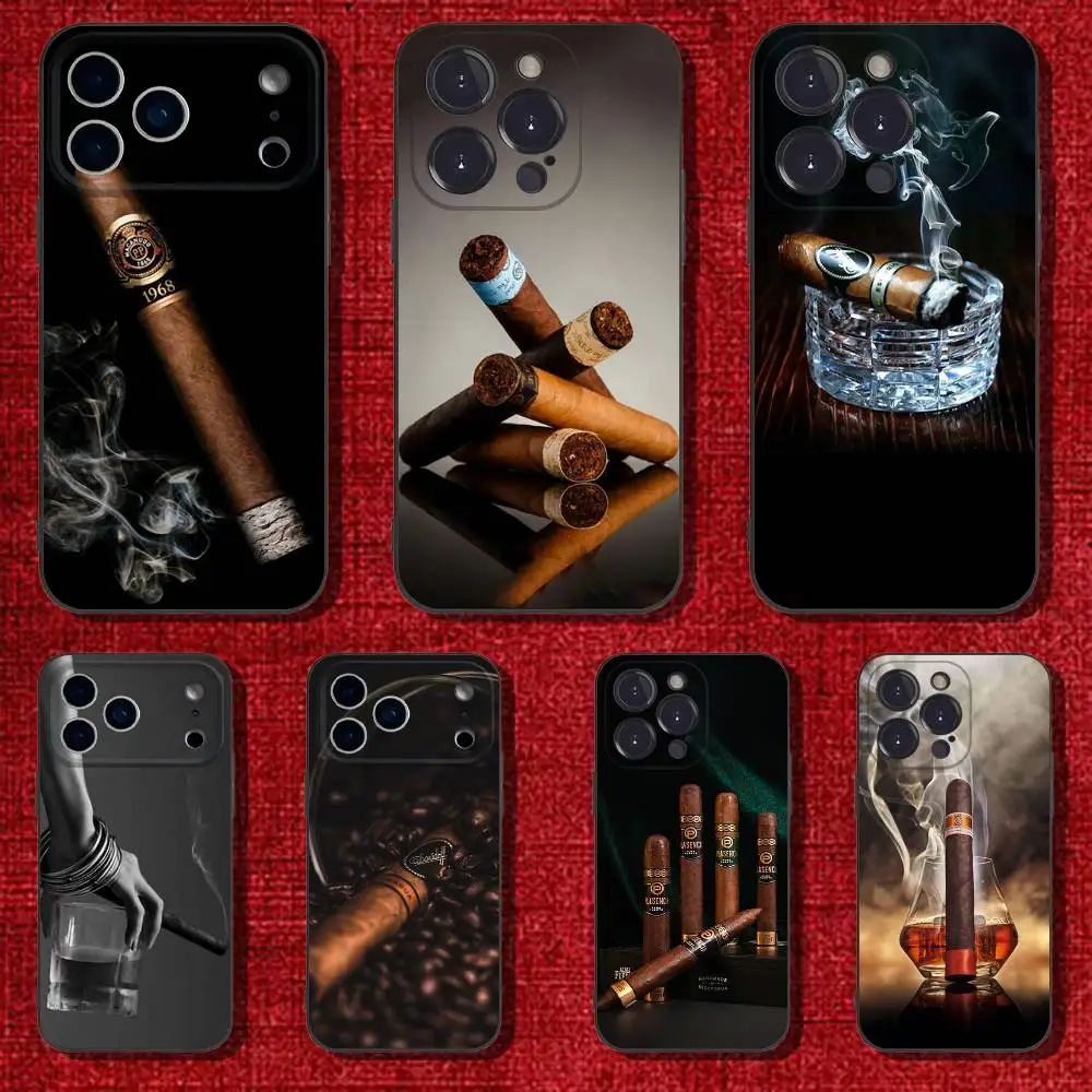 

Cigar Cigarette Phone Case For iPhone 6,17,16,15,14,13,12,11 Plus,Pro Max,XS,X,XR,SE,Mini,8,7,Soft Silicone Black Cover