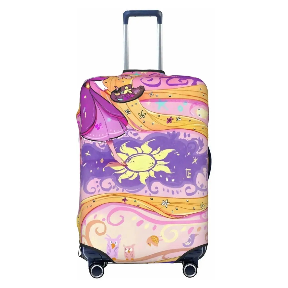 

Эластичный чехол для чемодана с забавным мультяшным рисунком принцессы Тangled Защитные чехлы для дорожных чемоданов, подходят для размеров 18-32 дюйма