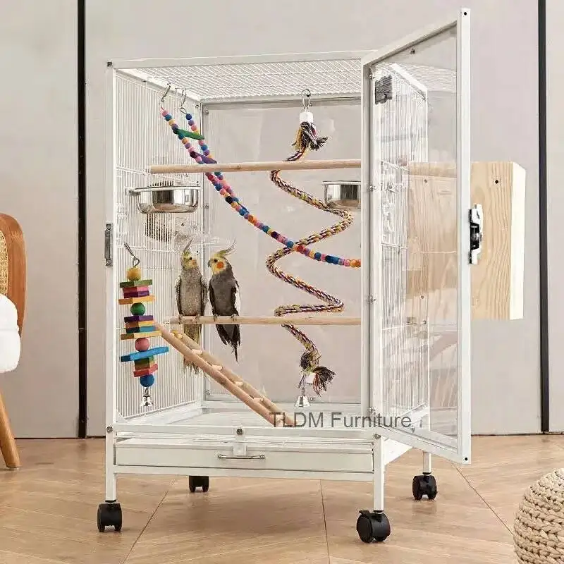 

Outdoor Cages Splash-proof Parrot Bird Cage Large Budgie Villa Breeding Cage Transparent Iron Bird Nest Bird Pet Accessories A