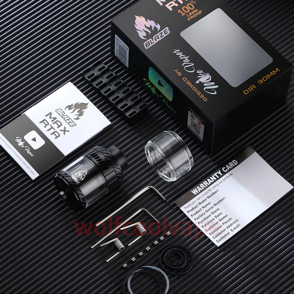 Authentische ThunderHead Creations Mike Vapes Blaze MAX RTA Wiederaufbaubarer Tankzerstäuber 5,5 ml / 7 ml 30 mm Durchmesser Vape Tankzerstäuber