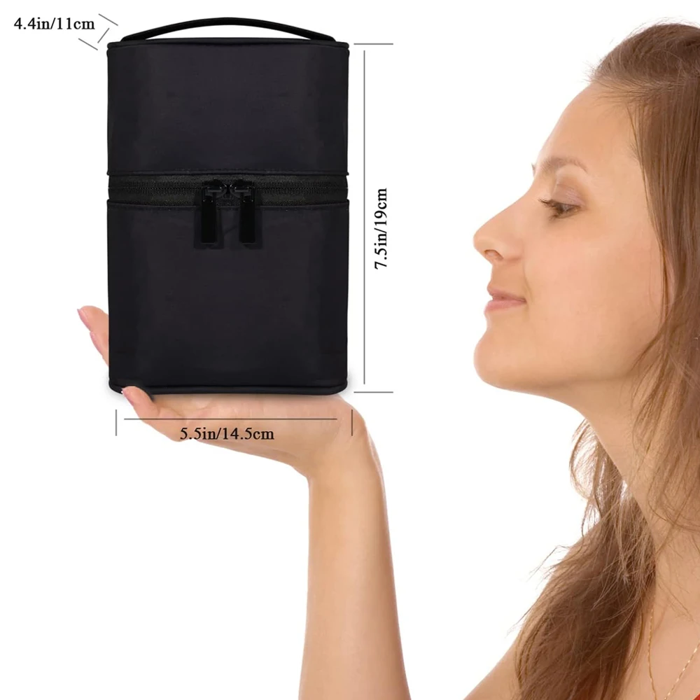 1 Stück tragbare Make-up-Tasche für Damen, Reise-Kosmetiktasche mit großem Fassungsvermögen und Griff, Organizer-Aufbewahrungstasche mit mehreren Fächern – Detail 2