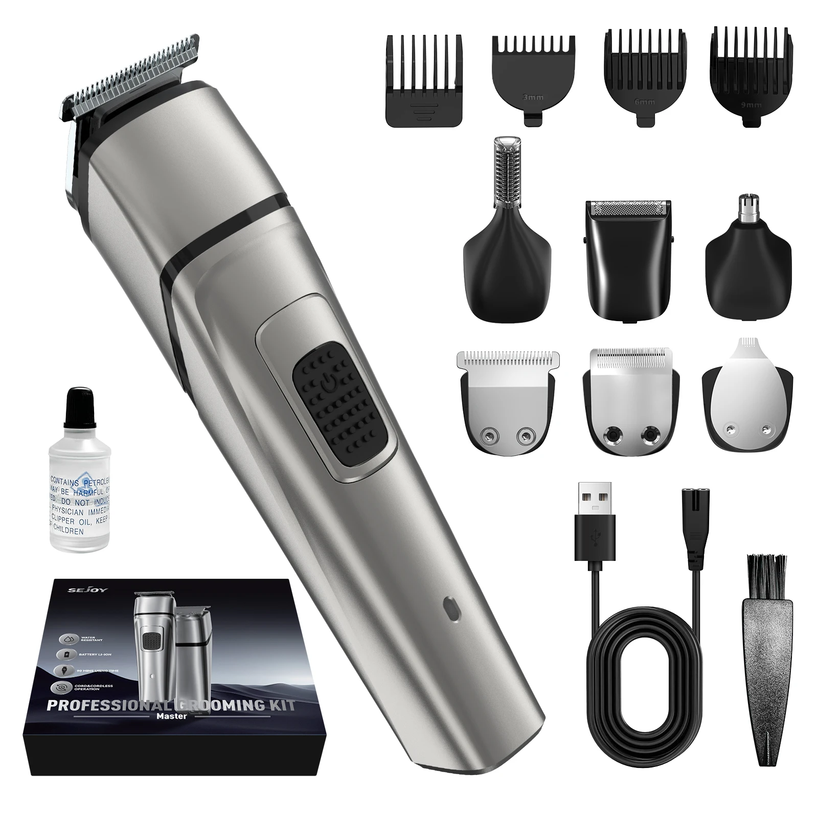 Hair Trimmer Rechargeable 5 in 1 Electric Hair Clipper Beauty Kit Multi-functional Shaver Beard Trimmer Cordless Cutting Machine