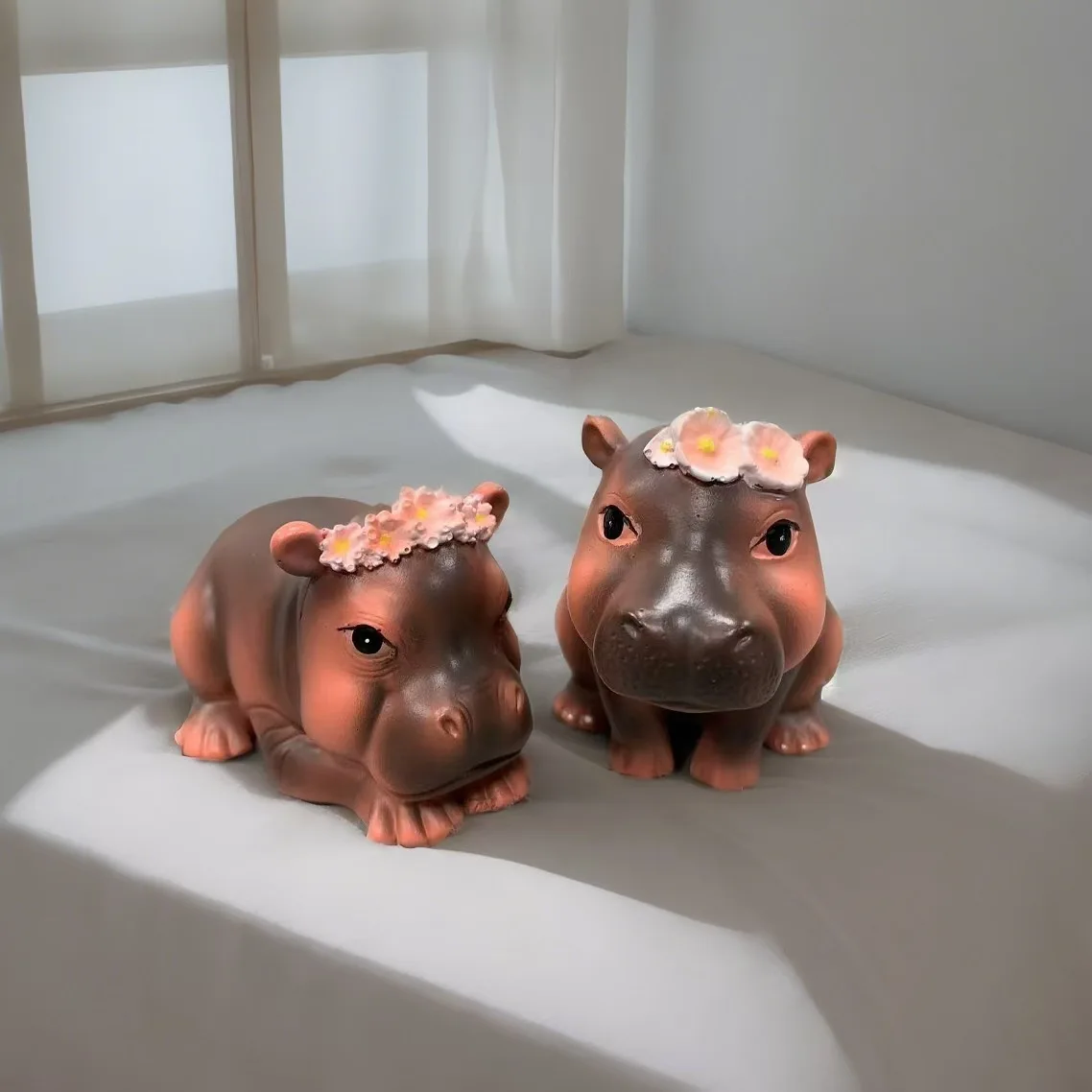 New Angry Hippo Baby Figurine Cartoon Resin Crafts Statues Collectibles Decorative Collectible Figures Desktop Decoration