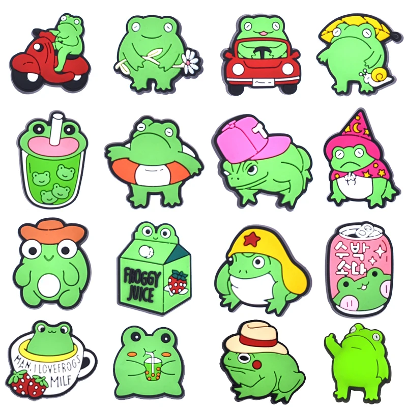 Hot Sale PVC Frog Shoe Charms Animals Pin Fit for Crocs Accessories Charms DIY Clogs Decoration Kids Adult Party Gifts