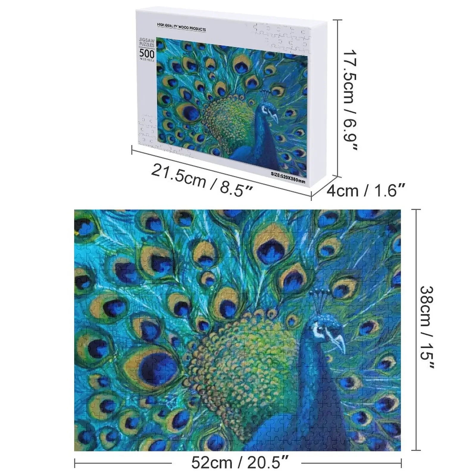 Красивый нарисованный павлин в полной славы. Головоломка с деревянным именем. Персонализированные произведения искусства на заказ.