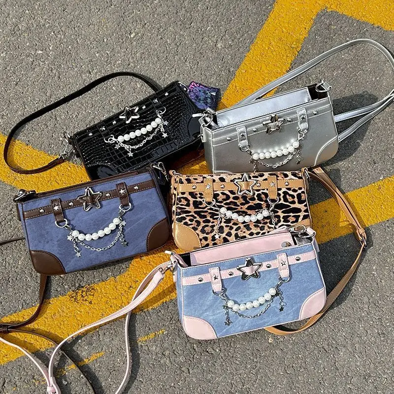 Japanese Harajuku Star Studded Shoulder Bag Women Subculture Anime Transparent Compact Ita Bag Ladies Hot Girl Y2k Crossbody Bag - view 2