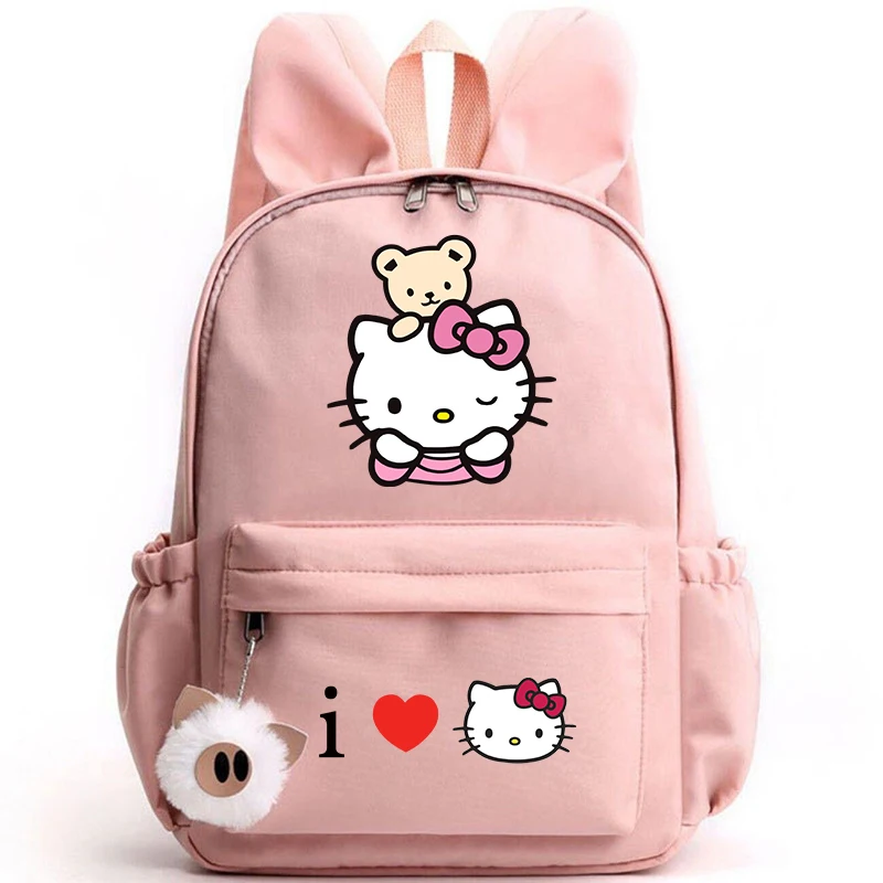 

Cute Hello Kitty Backpack for Girl Boy Student Teenager Rucksack Women Casual School Bags Travel Rabbit Ears Mochila