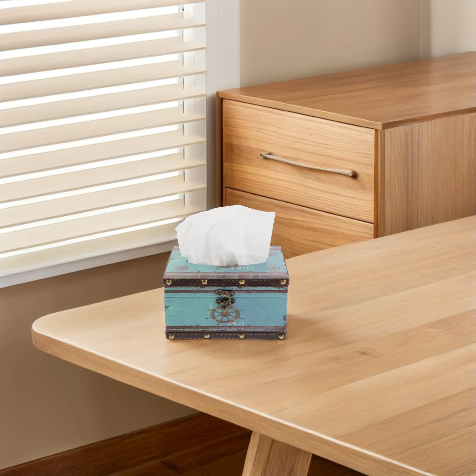

Retro Rectangle Tissue Box Holder Wooden Disposable Paper Tissue Container for Bathroom Vanity Night Stand Desktop Home