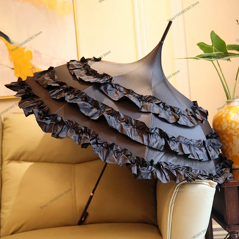 Lolita multi-layer skirt pleated skirt arched princess umbrella lace umbrella cosplay photography