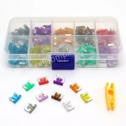 100/50pcs Car Truck Micro Blade Fuses 2A 3A 5A 7.5A 10A 15A 20A 25A 30A 35A AMP Mini Size Fuse Plastic Box Assortment with Clip