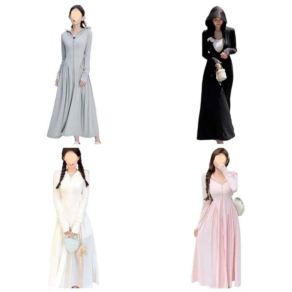 Ice Silk Sunscreen Long Hoodie Summer Accessories Sun Protection Capes Anti UV Full Body Skirt Anti UV Large Brim Hat view 6