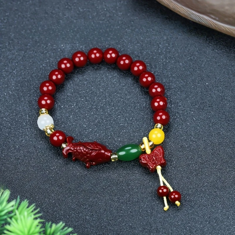 

Elegant cinnabar and agate bracelets fashion accessories