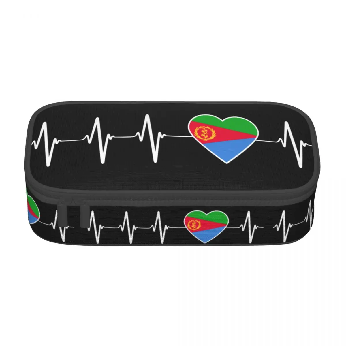 Custom Kawaii Eritrean Heartbeat I Love Eritrea Pencil Cases for Girls Boys Big Capacity Ethiopian Pencil Box Stationery