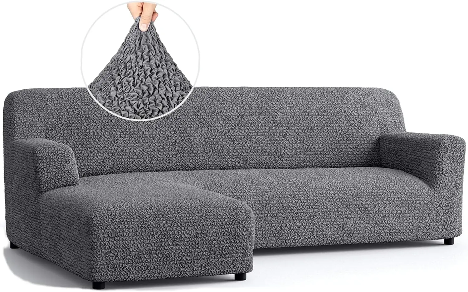 Paulato By Ga.I.Co. Sectional Couch Cover - Chaise L-Shape Sofa Slipcover - Washable Corner Couch Covers - 1-Piece Form Fit