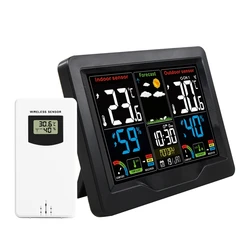 Multifunctional Wireless Weather Station Digital Color Display Barometer Thermometer Hygrometer Clock Forecast Outdoor Sensor