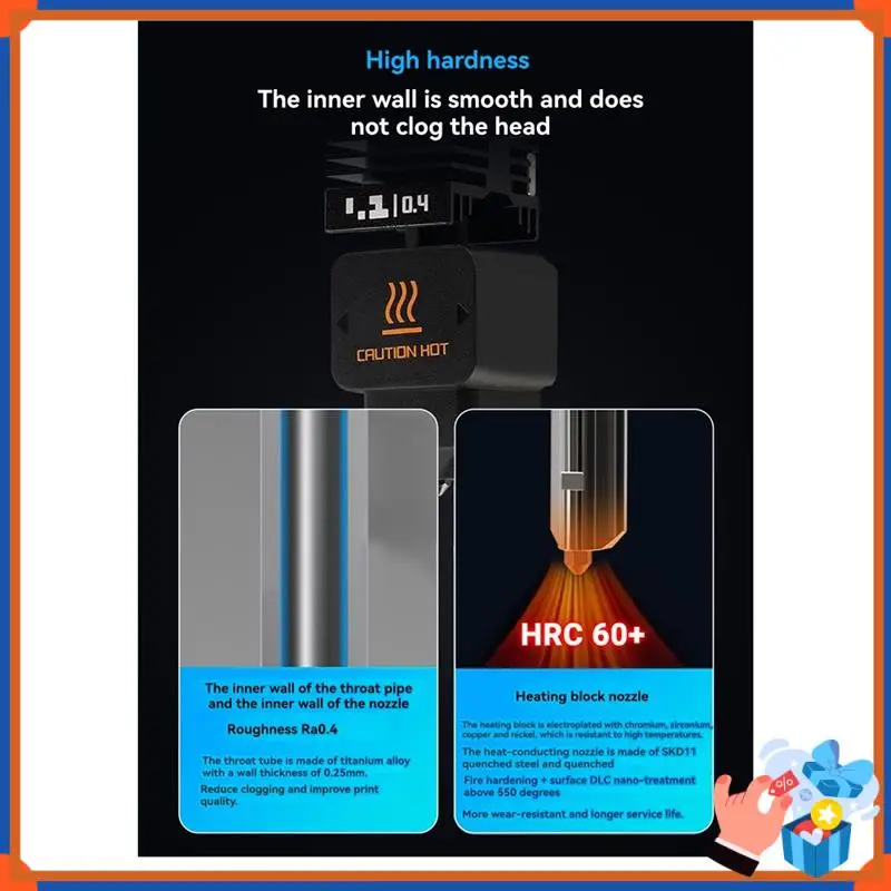 

Компактный комплект для Bambu Lab H2D Hotend, конструкция с быстрой заменой, сопла 0,2/0,4/0,6/0,8 мм, аксессуары для 3D-принтеров 0,8 мм