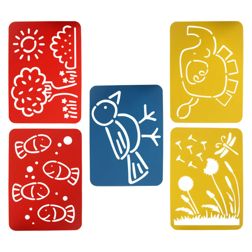 

5Pcs Hollow-Out Paint Stencils for Children Reusable A4 Size Acrylic Chalk Spray Painting DIY Drawing Molds Washable Learning