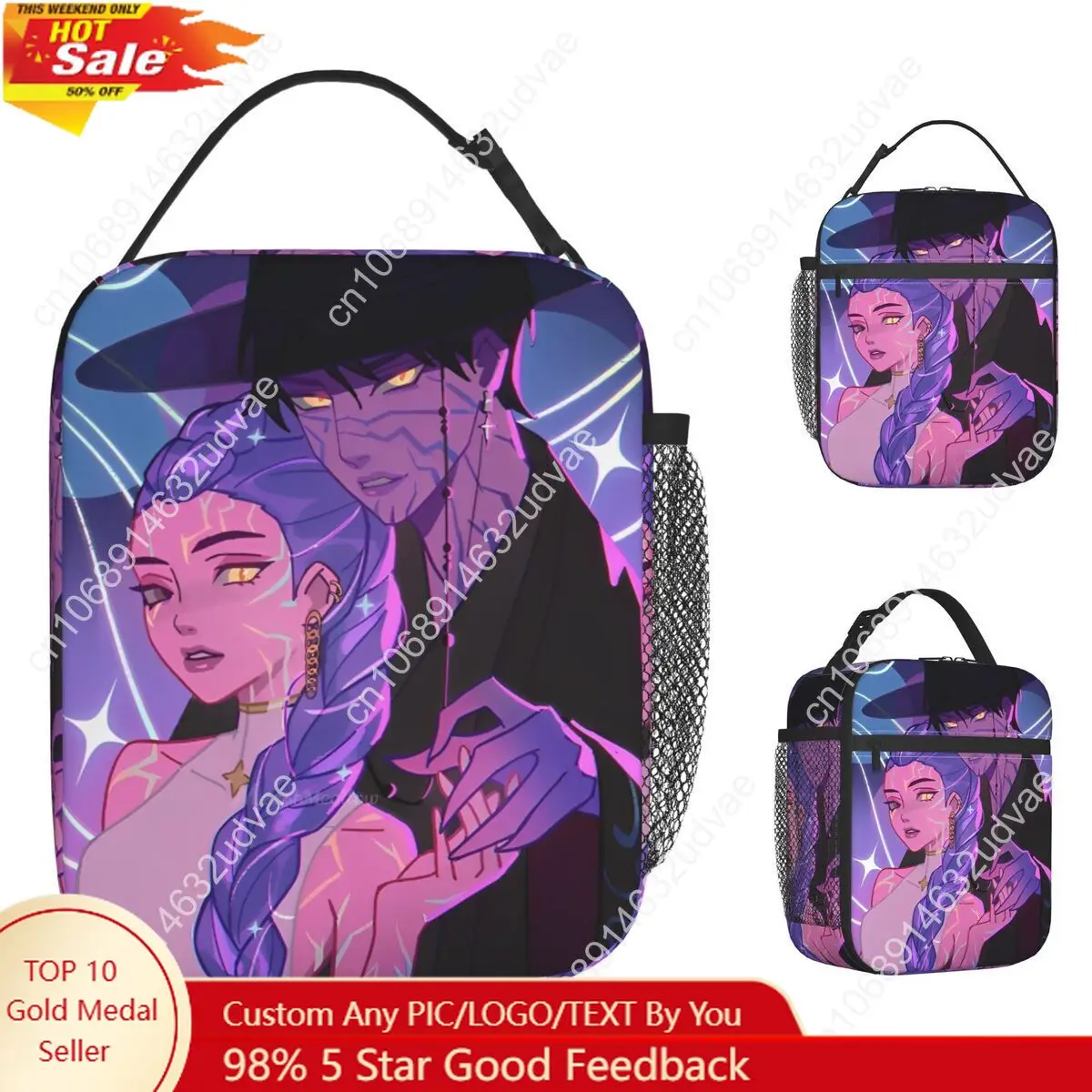 

KPop Demon Hunters Anime Lunch Bag For Girls Print Lunch Box Casual Travel Cooler Bag Portable Oxford Thermal Tote Handbags