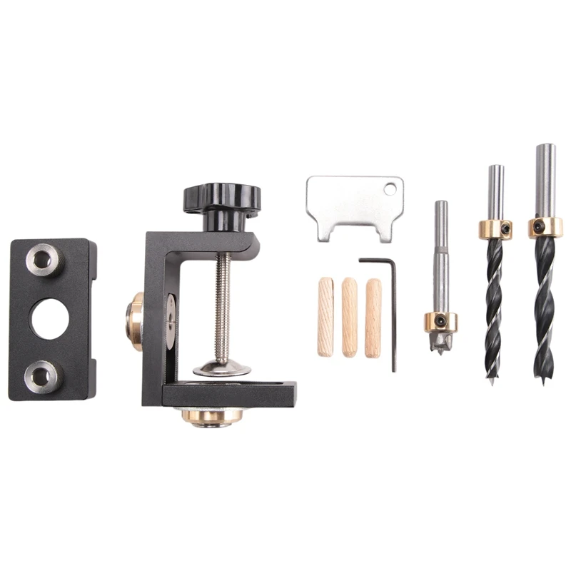 

BAAJ-3 In 1 Adjustable Doweling Jig Woodworking Pocket Hole Jig With 8/15Mm Drill Bit For Drilling Guide Locator Puncher Tool