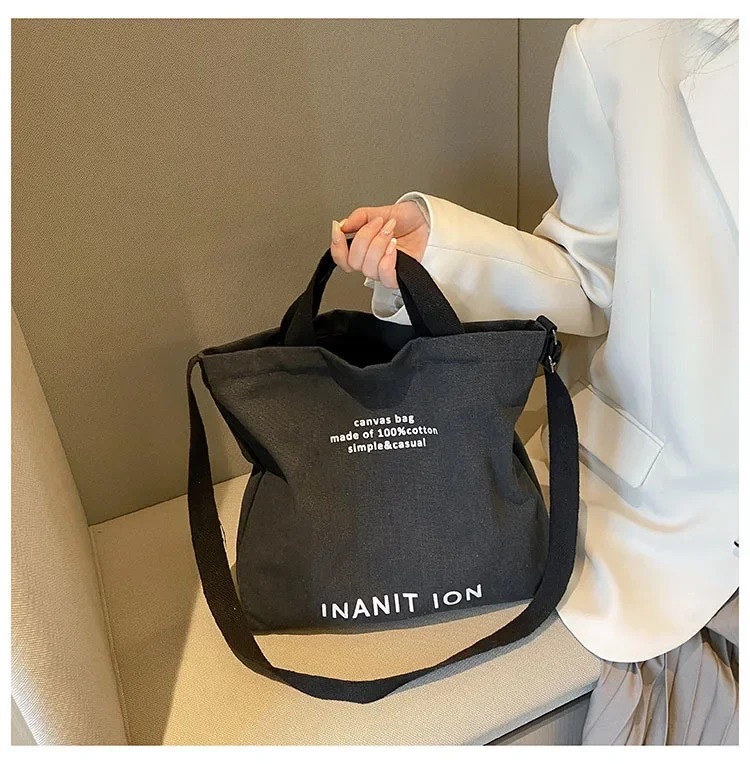 Japanische Minimalistische Canvas-Umhängetasche, Robuste Waschbare Handtasche mit Großer Kapazität, Schultertasche für Studenten & Tägliches Tragen – Detail 26