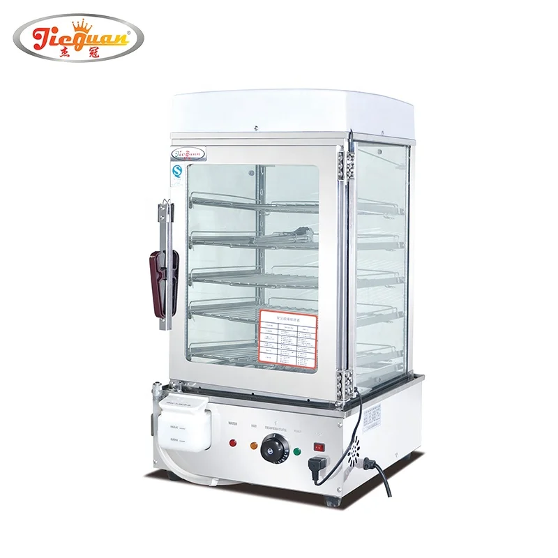 

Commercial glass 5 layer Electric Food Display showcase Bun Steamer