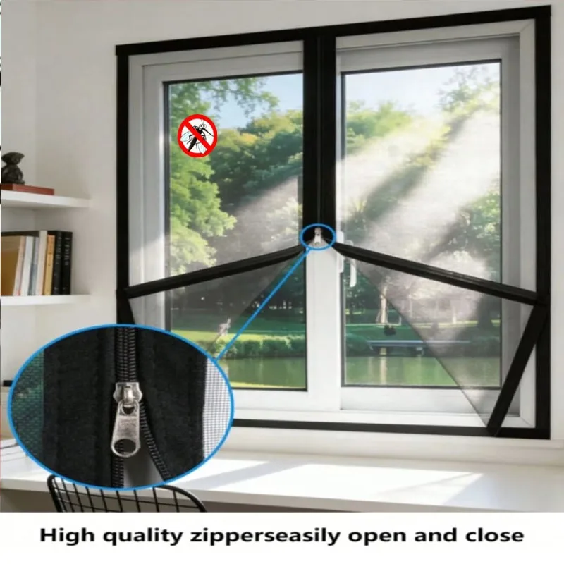 LGOLOL Custom Black Window Anti-Mosquito Screen Mesh Self-Installed Invisible Screen Mesh Home Self-Adhesive Perforation-Free