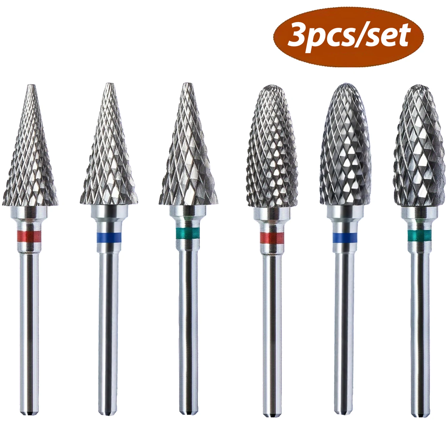 3 Pcs Tungsten Steel Nail Grinding Heads Durable Safe High-Efficiency Nail Care Tools for Professional And Home Use