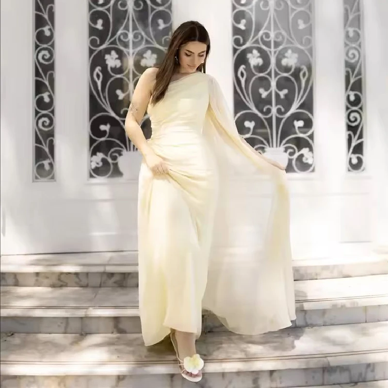 

Luxury Women Evening Dress One Shoulder Evening Dresses Woman Elegant Party Dresses for Women Fish Tail Custom Made Chiffon
